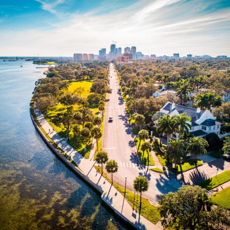 aerial view of downtown st petersburg in florida