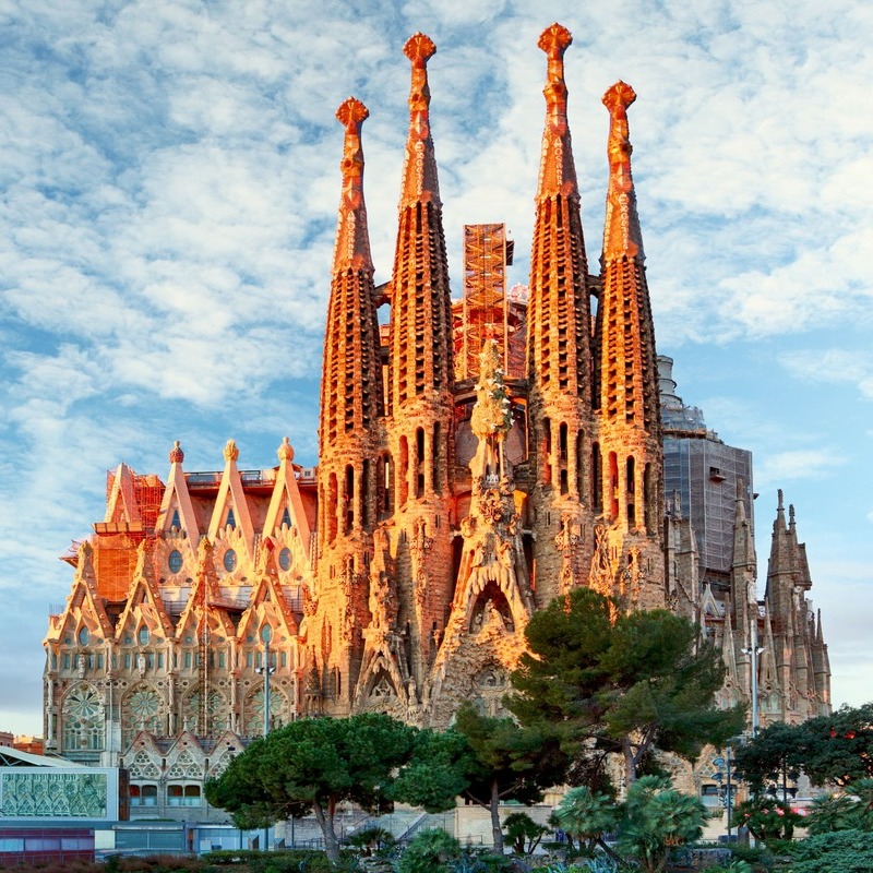 close up of Sagrada Familia Cathedral, one of Barcelona's top attractions and things to do while in the city.