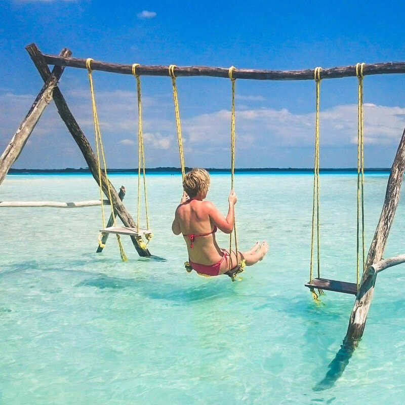 Young Woman Pictured In Lake Bacalar, Bacalar, Quintana Roo, Mexico