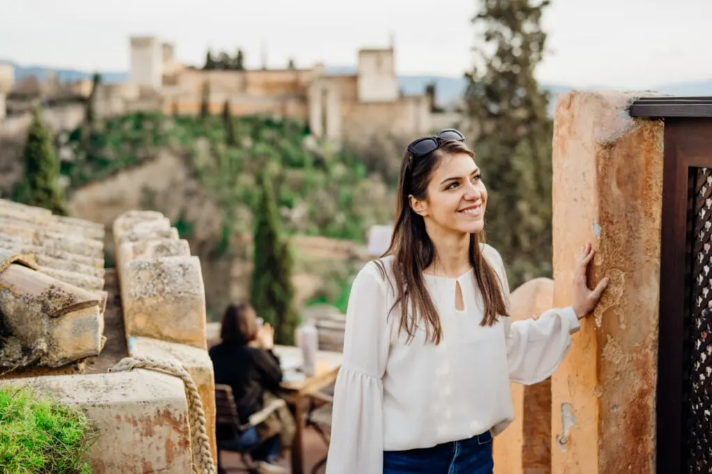 Woman in Granada Spain in Winter