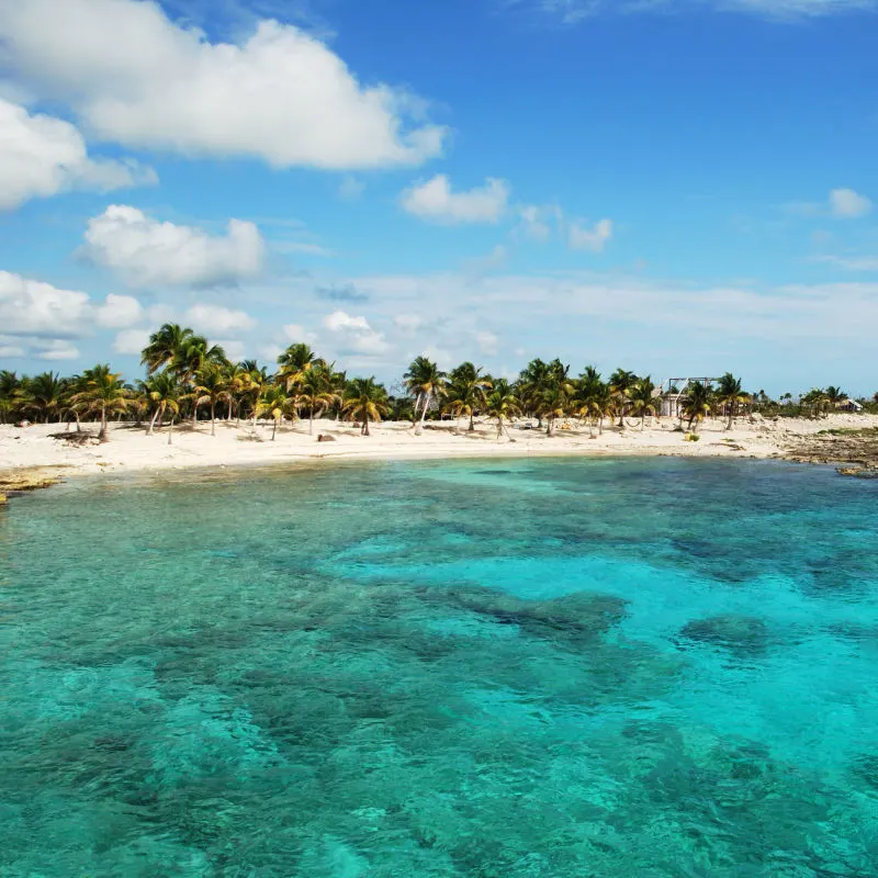 Crystal clear water on Costa Maya beach, Mexico