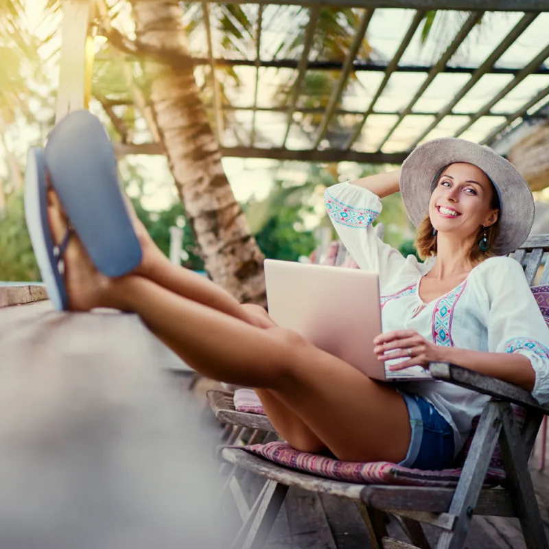 digital nomad at outdoor cafe