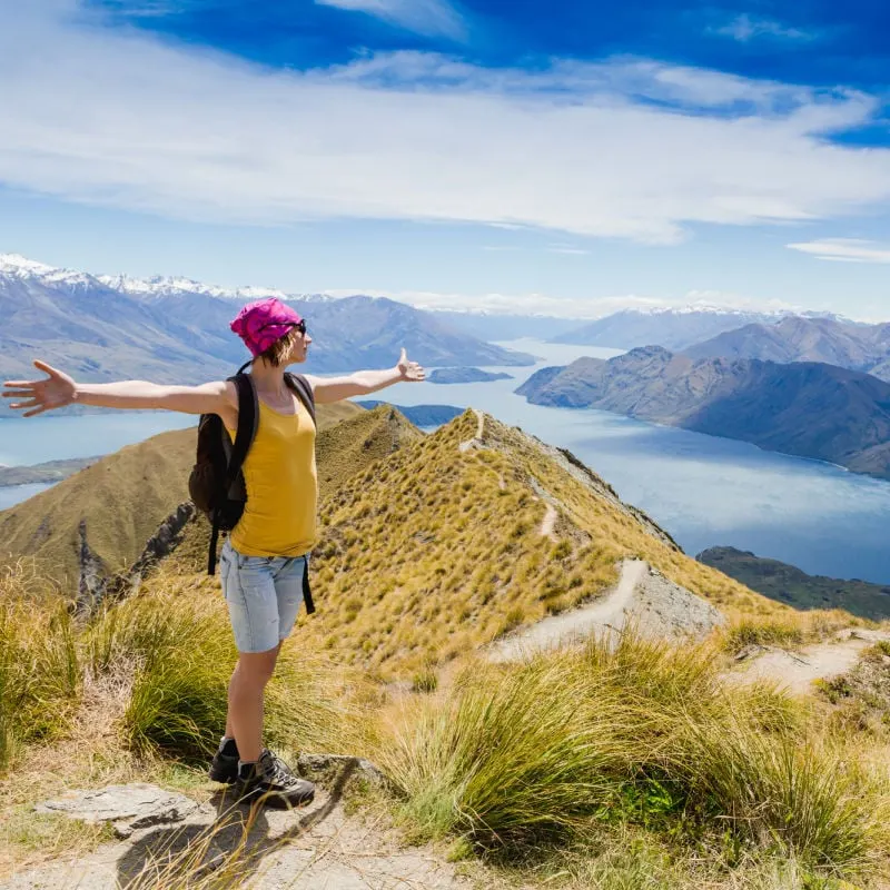 female backpacker in new zealand