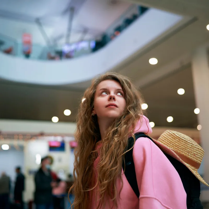 female solo traveler at airport