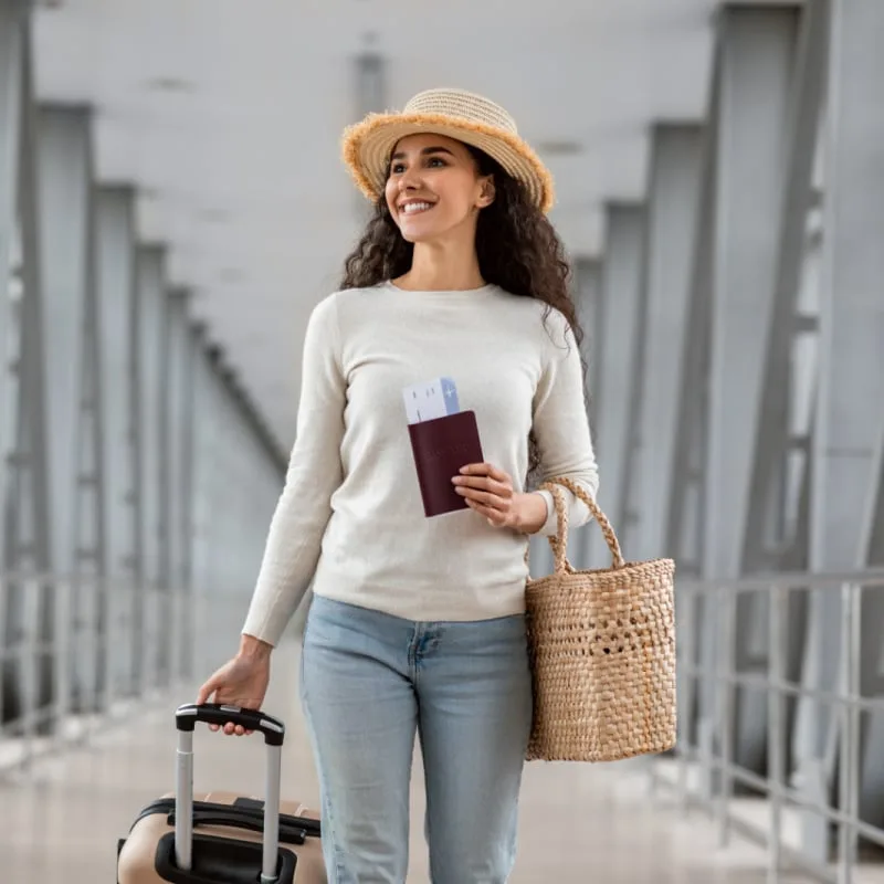 Happy Woman in Airport