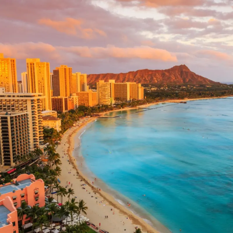 Honolulu at sunset