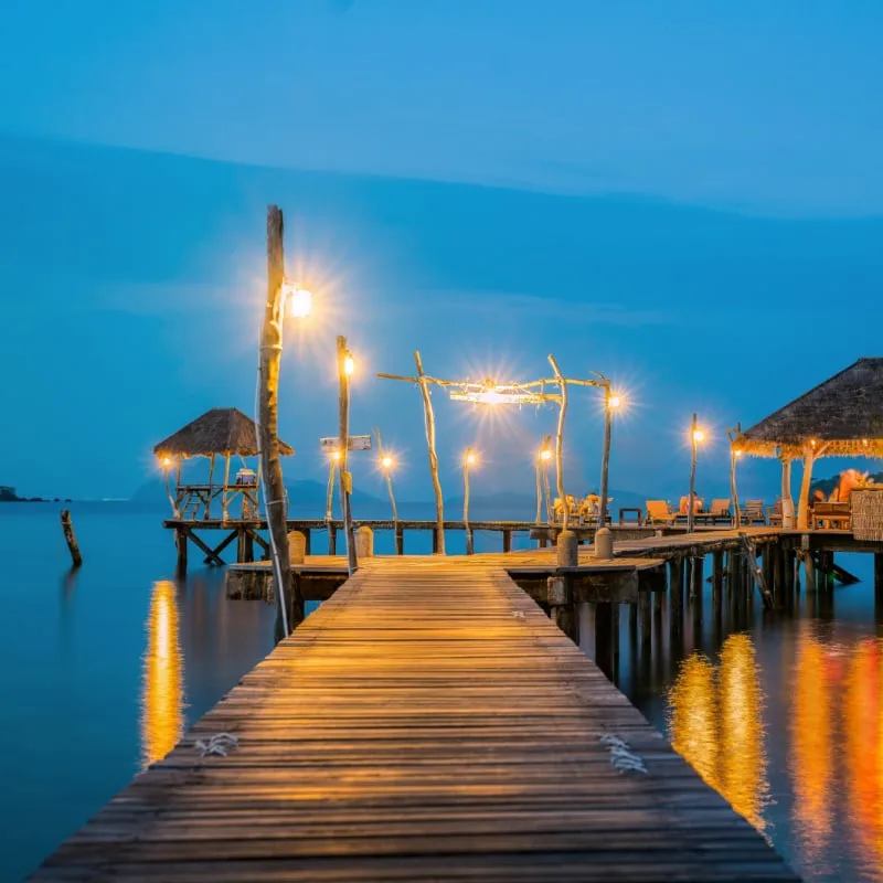 pier and dock restaurant on the island of koh mak thailand in tropical paradise 