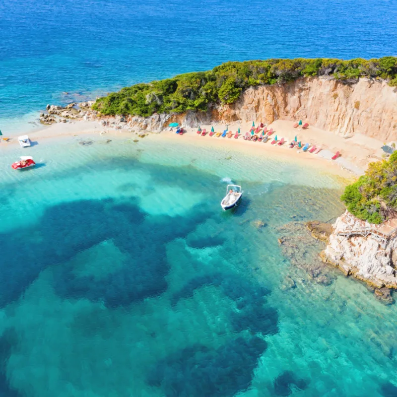 Ksamil beaches. Four islands. The bay. Ksamil. Albania. 