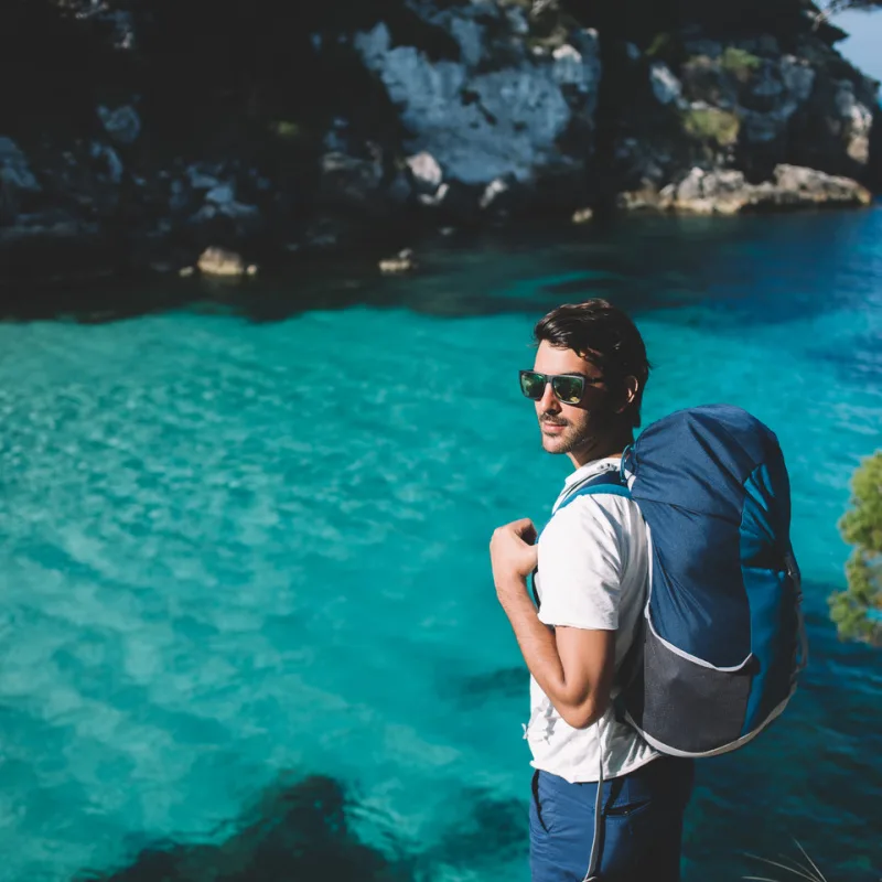 male solo traveler on spanish island