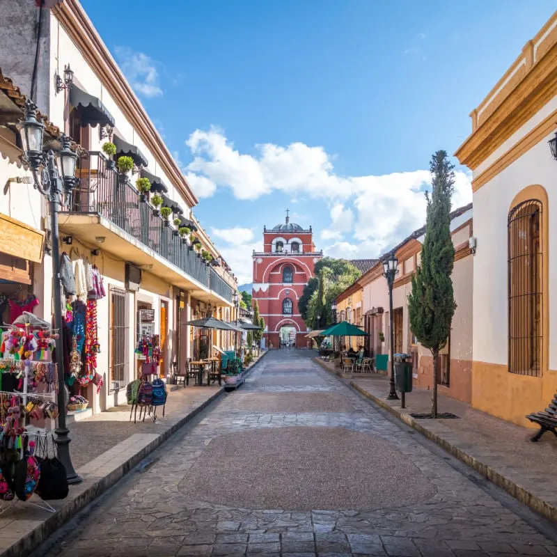 pedestrian street in San Cristobal de las Casas, Mexico