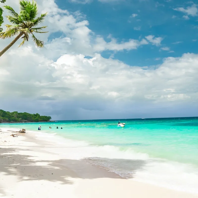 View on paradies beach of Playa Blanca on Island Baru by Cartagena in Colombia