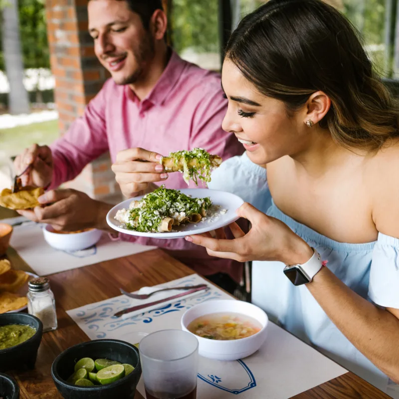 A couple enjoying authentic cuisine