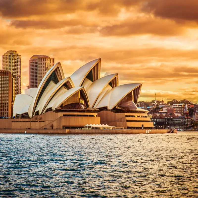 Opera House view with beautiful sky from ferry