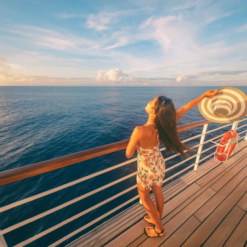Woman on cruise ship