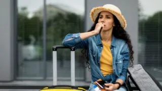 Woman Stressed at Airport