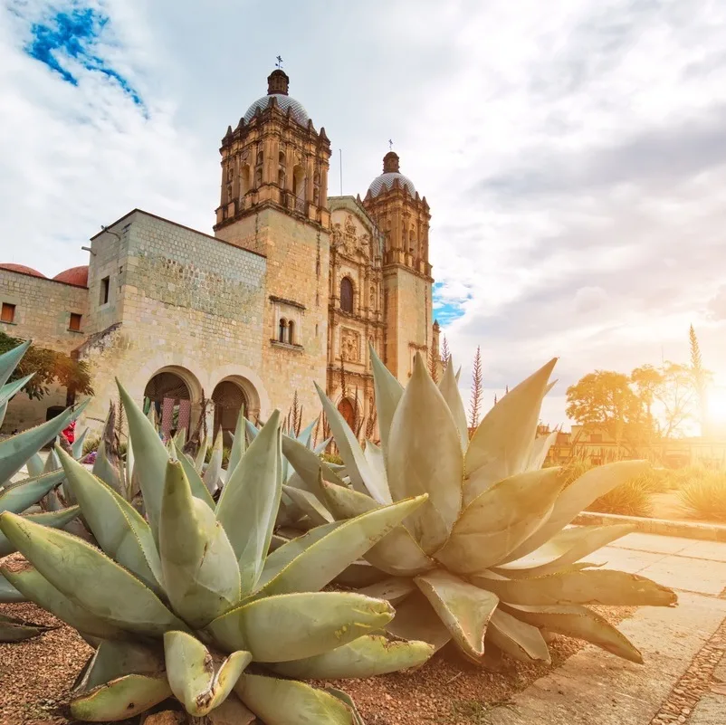 Landmark Santo Domingo Cathedral in historic Oaxaca city center