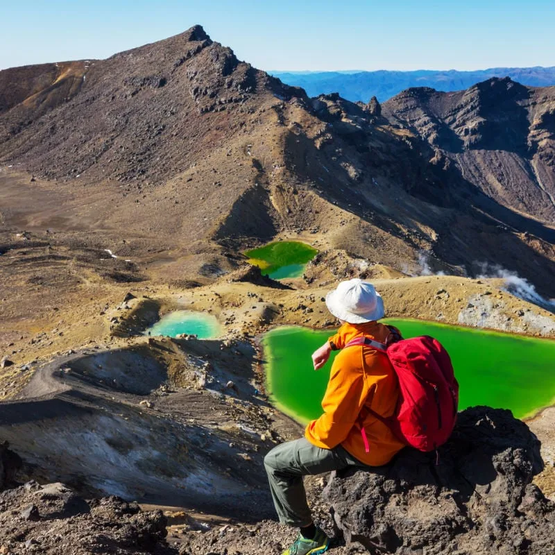 tourist at New Zealand volcano