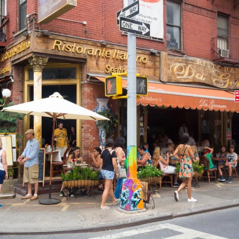 Traditional italian restaurant at historic Little Italy in New York