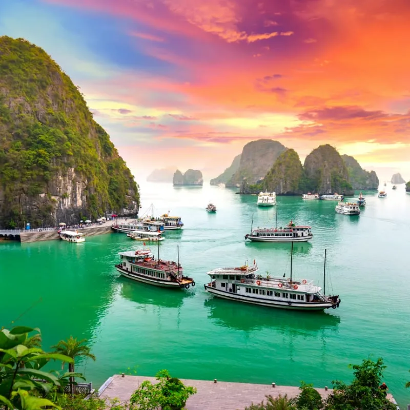 vietnam beautiful bay at sunset