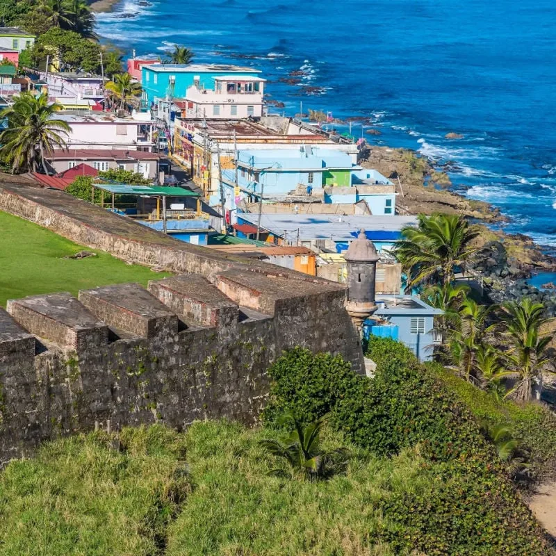View over lower castle battlements in San Juan