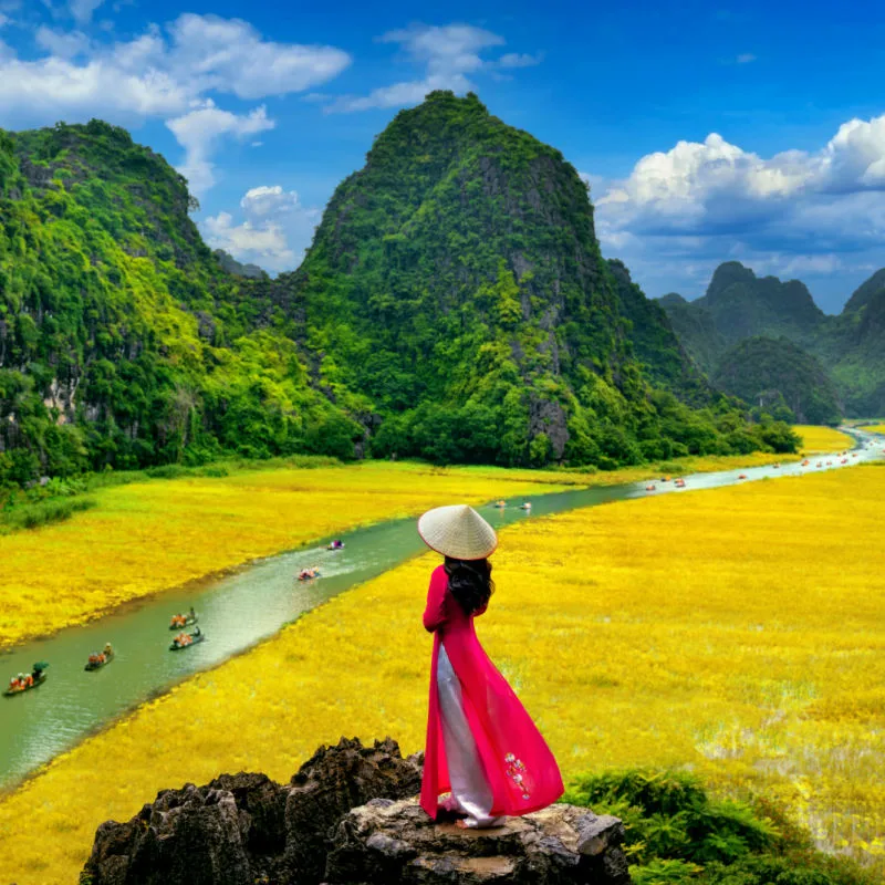 woman in Tam Coc, Vietnam